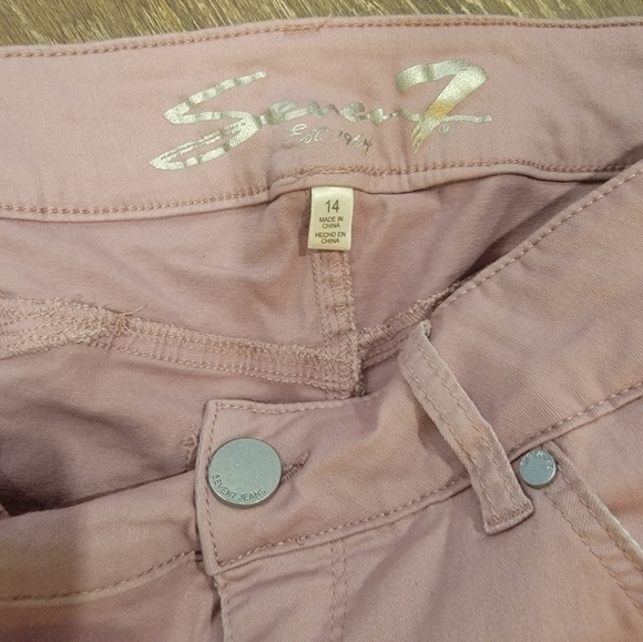 Seven Jeans High Rise Skinny Booty Shaper Mauve Jeans size 14 - Picture 4 of 10
